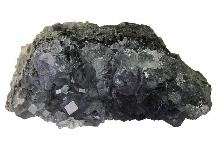 Purple Cuboctahedral Fluorite Crystals on Quartz - China #166102